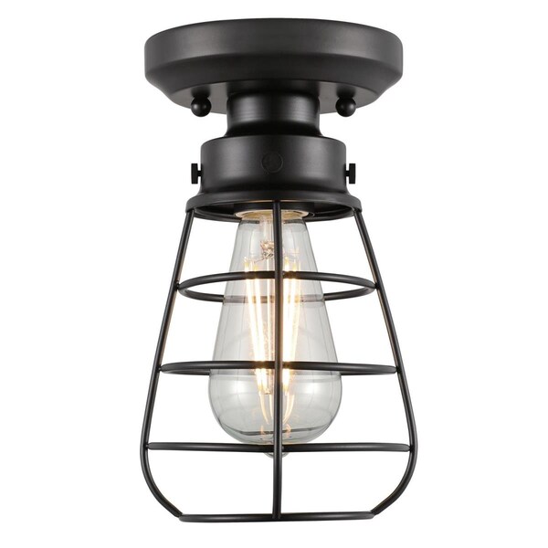 Westinghouse Fixture Ceiling SemiFlush-Mount 60W Bandera 5.25In, Matte Black Cage 6130700 - main
